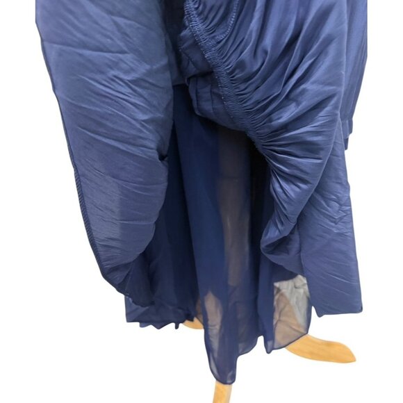 Ramy Brook Yassi Dress Navy Blue Short Sleeve V-Neck Elastic Waist Midi Size S - Picture 7 of 12